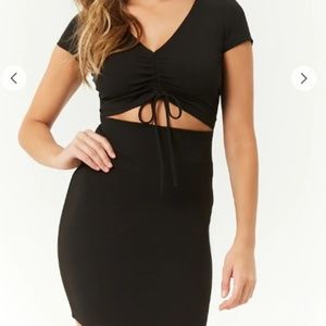 Tie front cut out black mini dress